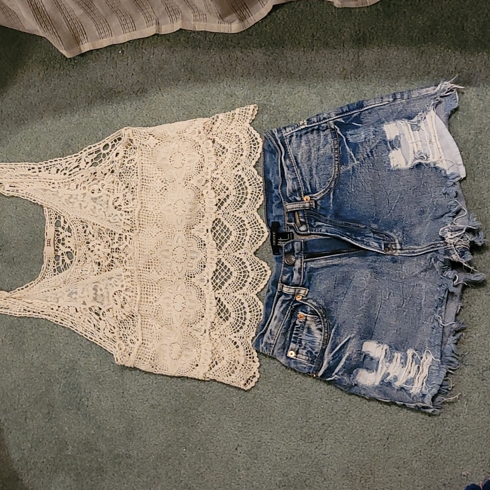 Denim Distressed Cutoff Shorts
